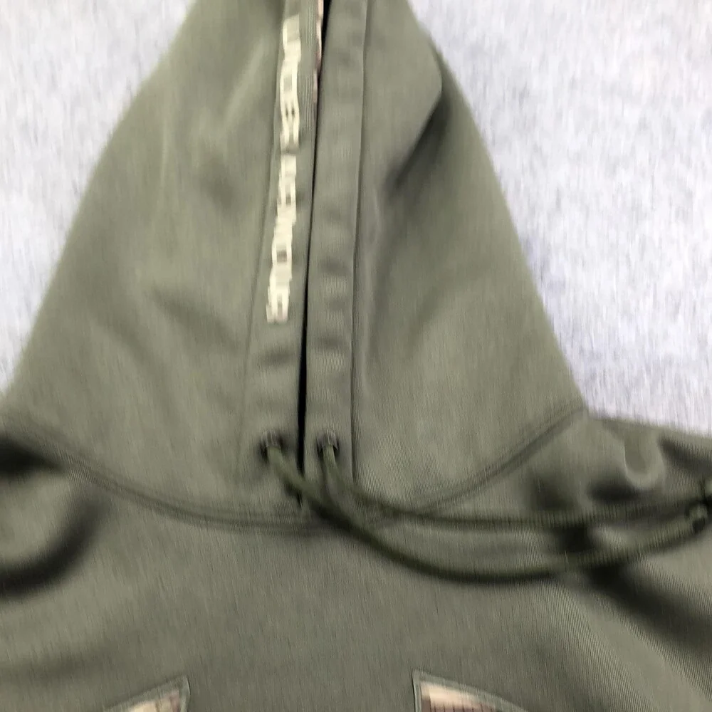 Under Armour Hoodie Mens Medium Green Digital Camo Fleece Sweatshirt Y2K VTG